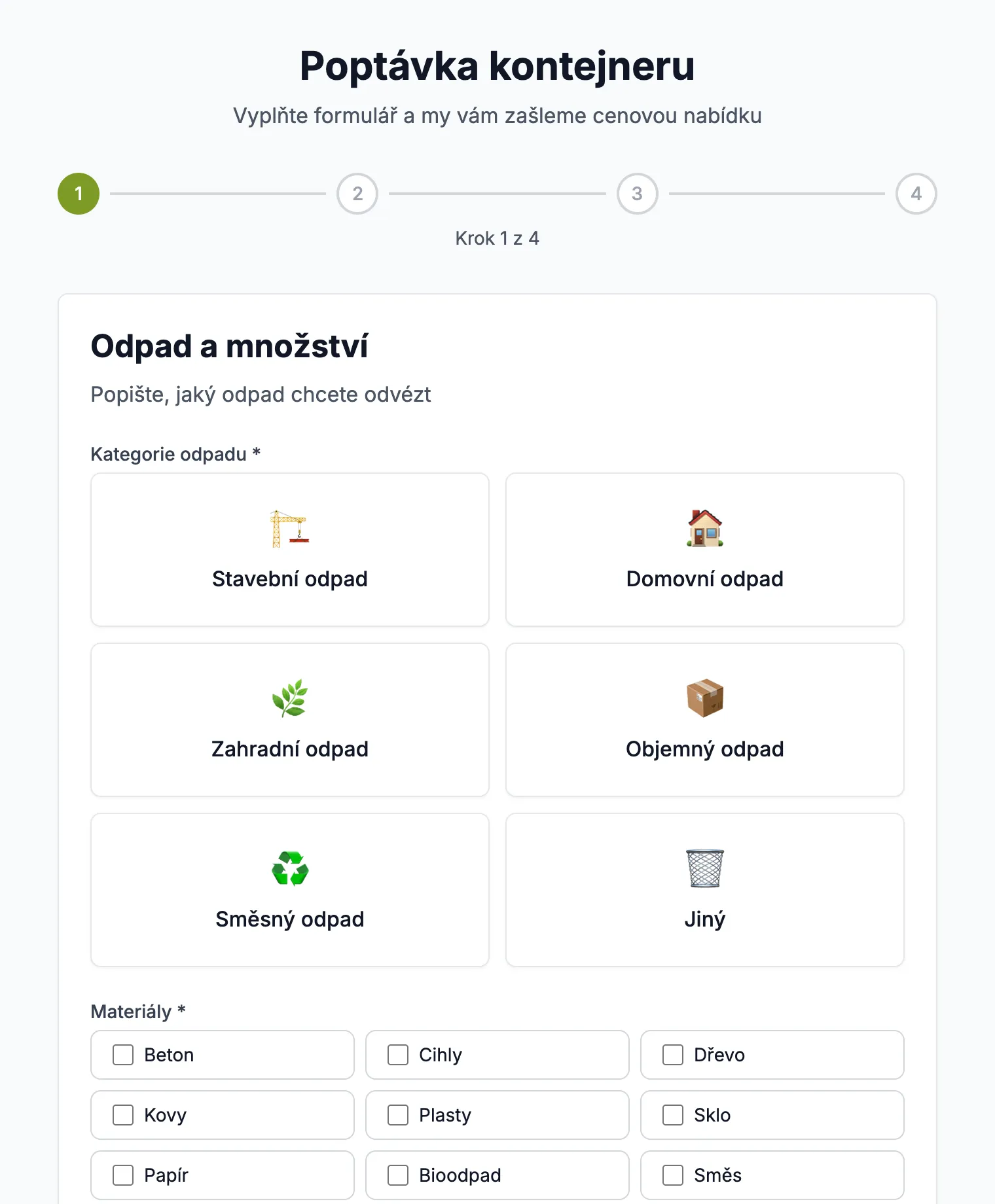 Poptávkový a nabídkový systém pro odvoz odpadu